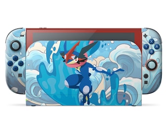 Pokemon Greninja Nintendo Switch 2 Skin, Minimalist Blue Limited Edition Switch Skin OLED Console Joycon Vinyl Wrap Cover Skin Accessories