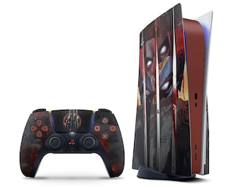 Deadpool & Wolverine PS5 Skin, Red Blood Splatter PS5 Slim Skin, Superhero Minimalist PS5 Pro Faceplate Skin PS5 Controller Wrap