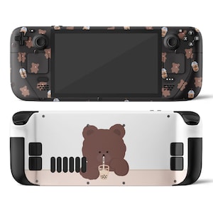 Boba Bear Steam Deck Skin, süße Braunbär Boba Tea Steam Deck OLED Konsolenabdeckung, Ventil Steam Deck Vinyl 3 M