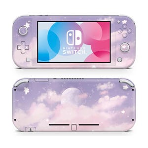 Purple Clouds Nintendo Switch Lite Skin, pastel Purple Moon Clouds, Switch Console Joycons 3 M Vinyl Skin Switch-coversticker