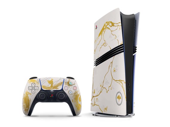 Gold Limited Edition Inspired Ghost of Yotei PS5 Pro Skin, Samurai PS5 Slim Skin Decal, Console Controller PS5 Faceplate PS5 Controller Wrap
