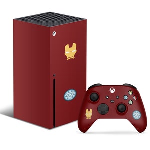 Iron Man Symbol Xbox Series X Skin, Red Iron Man Symbol Cartoon Xbox Series S Skin Decal, Superhero Xbox Cover Controller 3M Vinyl Wrap