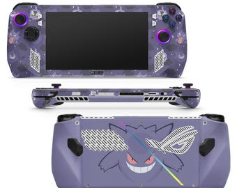 Pokemon Gengar Evolution ASUS ROG Ally X Skin, Minimalist Purple Ghost Pattern ROG Ally Console Skin, Gaming Vinyl 3M Decal Cover