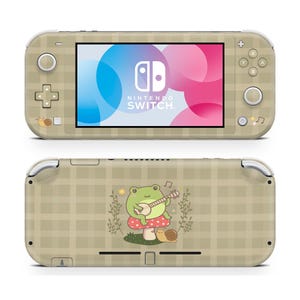 Green Frog Nintendo Switch Lite Skin, Mushroom Cottagecore Nintendo Switch Console Vinyl Wrap, 3M Vinyl Skin Switch Decal