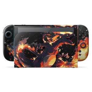 Vinilo decorativo Charizard Flames para Nintendo Switch 2, vinilo artístico Charizard Pokemon Legends Z-A para consola OLED Switch Joycons, vinilo protector 3M