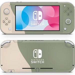 Tweekleurige Wild Sage Creme Nintendo Switch Lite Skin, beige groen kleurblokkering schakelconsole vinyl wrap, 3M Nintendo Switch Lite cover skin