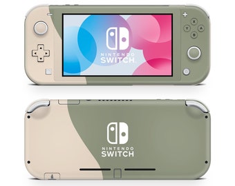 Two Tone Wild Sage Creme Nintendo Switch Lite Skin, Beige Green Color Blocking Switch Console Vinyl Wrap, 3M Nintendo Switch Lite Cover Skin