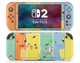 Pokemon Starter Nintendo Switch 2 Skin, Pikachu Charmander
