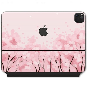 Kersenbloesem bomen iPad Magic Keyboard Skin, roze bloemmotief Zachte pastelkleuren Esthetisch Apple iPad Pro Air Keyboard Decal Wrap Cover M4 M2