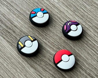 Pokemon Pokeball Daumengriffe, Joy Con Griff für Nintendo Switch, OLED, Lite Switch 2, 4er-Set Knöpfe Pokéball, Meisterball, Ultraball