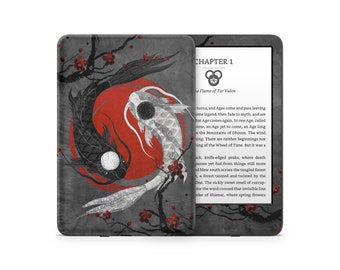 Funda para Kindle Yin Yang Rose Koi, funda para Kindle Colorsoft Paperwhite Chi Dark Koi, funda adhesiva para lector electrónico Oasis 3M de vinilo