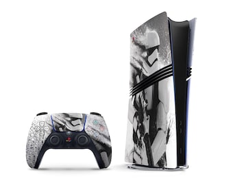Stormtrooper White PS5 Pro Skin, Classic Stormtrooper Helmet Star Wars PS5 Slim Skin, PS5 Pro Faceplate Skin PS5 Controller Wrap
