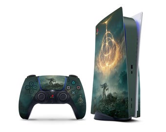 Elden Ring PS5 Pro Skin, Fantasy Elden Lord PS5 Slim Skin Decal, Console Controller PS5 Pro Faceplate Skin PS5 Controller Wrap