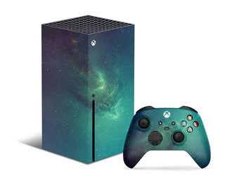 Green Stardust Galaxy Xbox Series X Skin, Outer Space Galaxy Xbox Series S Skin Decal, Artistic Custom Xbox Cover Controller 3M Vinyl Wrap