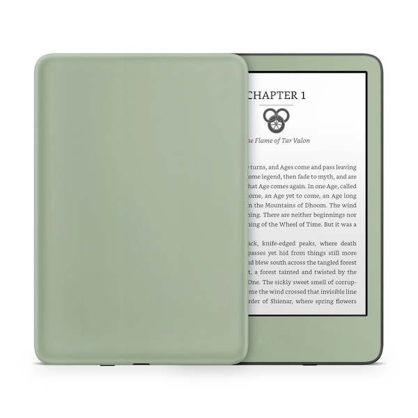 Clover Green Kindle Skin, Sage Pastel Green Soft Estética, Serie Natural, Amazon Kindle Paperwhite Oasis eBook Calcomanía Wrap eReader 3M Vinilo