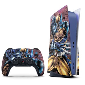 Diseño de Wolverine para PS5, diseño realista de Wolverine Claws X-Men para PS5 Slim en tonos pastel, superhéroe, diseño de placa frontal para PS5 Pro, funda para mando de PS5 de 3 M