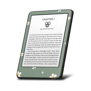 Forest Daisy Kindle Skin, Cute Green Floral Soft Pastels, Amazon Kindle Colorsoft Paperwhite Oasis eBook Decal Wrap eReader 3M Vinyl image 3