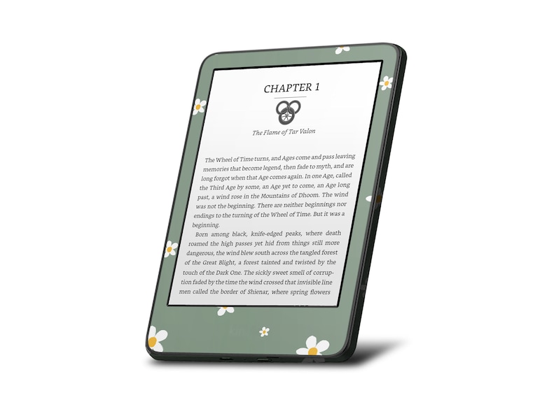 Forest Daisy Kindle Skin, Cute Green Floral Soft Pastels, Amazon Kindle Colorsoft Paperwhite Oasis eBook Decal Wrap eReader 3M Vinyl image 3