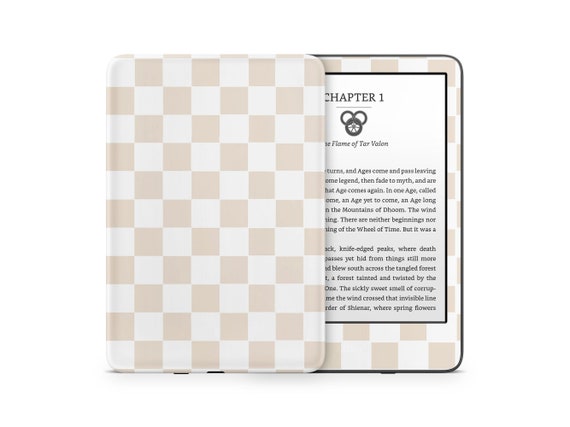 Checkered Beige Kindle Skin, Soft Brown Neutral Beige, Pattern Amazon Kindle Colorsoft Paperwhite Oasis eBook Decal Wrap eReader 3M Vinyl