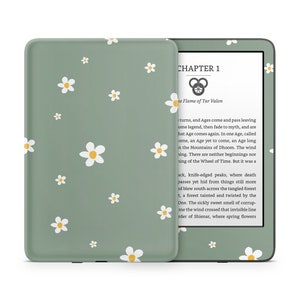Bos madeliefje Kindle Skin, schattige groene bloemen zachte pastelkleuren, Amazon Kindle Colorsoft Paperwhite Oasis e-book sticker wrap e-reader 3 m vinyl
