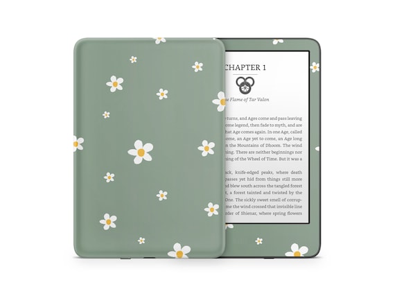 Forest Daisy Kindle Skin, Cute Green Floral Soft Pastels, Amazon Kindle Colorsoft Paperwhite Oasis eBook Decal Wrap eReader 3M Vinyl
