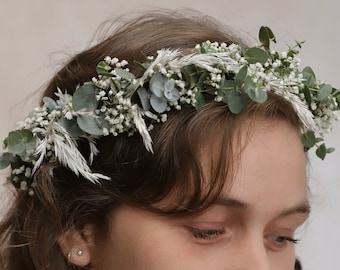 Kopfkranz "Mellie“ / Haarkranz / Eukalyptus /Hochzeit / Kommunion / blumenkranz