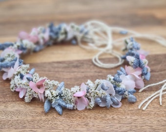 Kopfkranz " Miriam" /  Haarschmuck / Hochzeit / Kommunion / Blumenkranz / Brautschmuck / blau weiß rosa