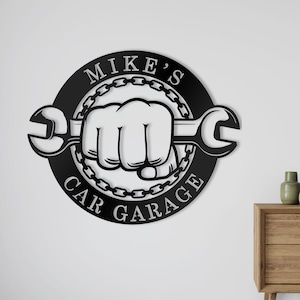 Letrero de taller personalizado, letrero de garaje, taller, decoración de cueva de hombre, letrero de garaje, regalo para esposo, regalo de cumpleaños, taller para papá, regalos para mecánicos