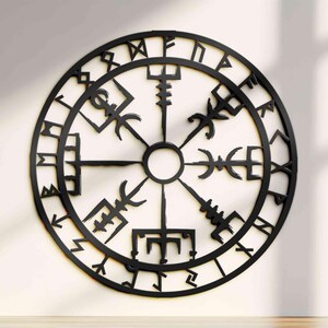 Letrero de pared minimalista - Arte de pared de metal con brújula colgante de metal - Letrero de metal inspirado en símbolos vikingos