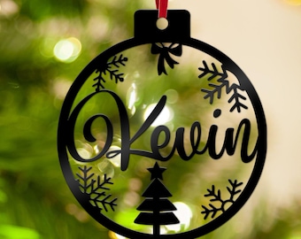 Personalized Christmas Ornaments, Metal Ornament Custom Christmas tree Decor, Laser Cut Names, Christmas Bauble, Gift Tags, Custom Your Name