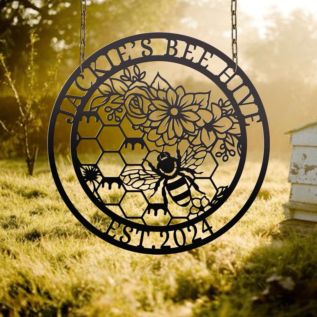 Custom Honey Bee Metal Wall Hanging Gift for Bee Keeper Gardener Decor