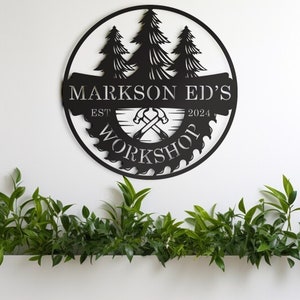Personalized Workshop Metal Sign - Mancave Décor - Dad&#39;s gifts - Birthday Gifts - Dad&#39;s Workshop Sign - Garage Sign - Papa Sign