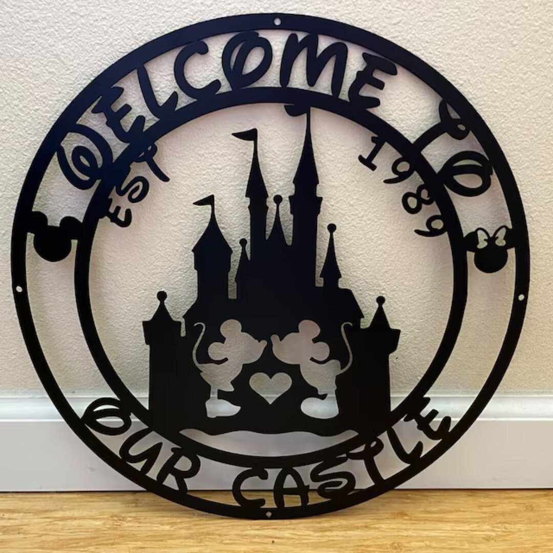 Personalized Welcome Disney Metal Sign, Mickey Family Metal Sign