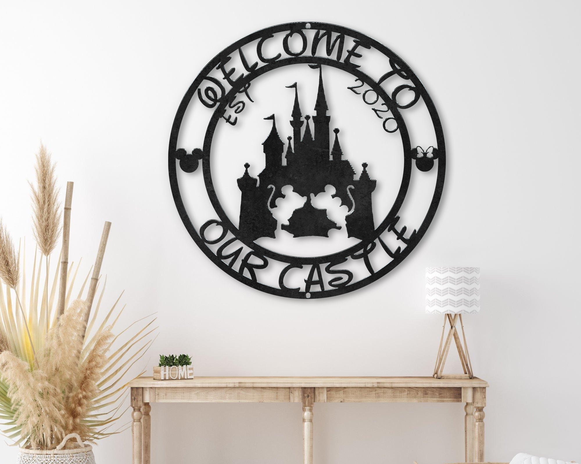 Personalized Welcome Disney Metal Sign, Mickey Family Metal Sign