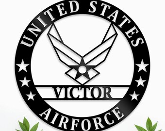 Personalized US Air Force Sign, American Custom Name Airforce Honor, Veterans Christmas Sign, Memorial, Graduation Gifts, Last Name Airforce
