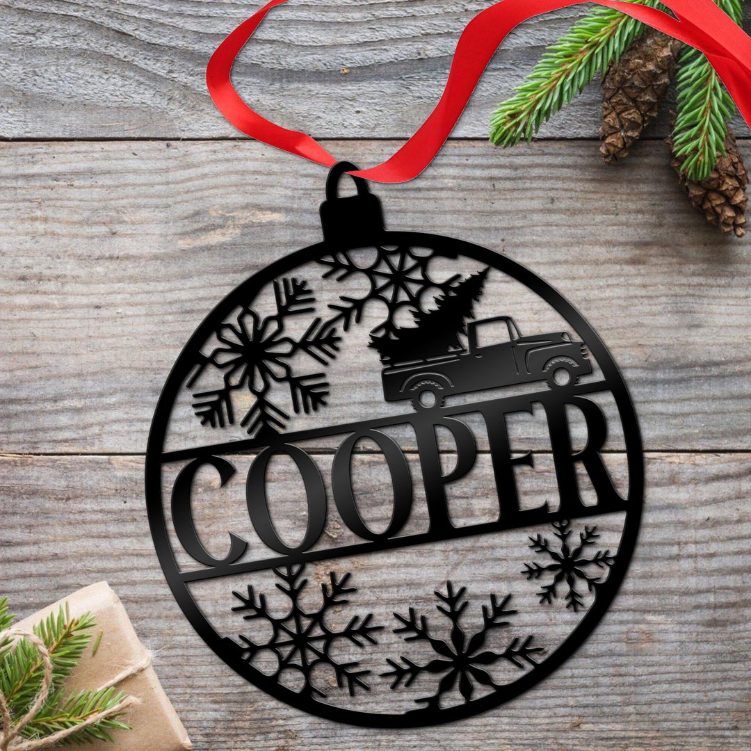 Personalized Vintage Truck Ornaments, Holiday Decorations, Ornament