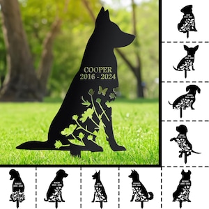 カスタム犬記念杭、ペットロスギフト、犬墓標、犬種金属杭、パーソナライズ犬ガーデンサイン、ペット愛好家金属杭