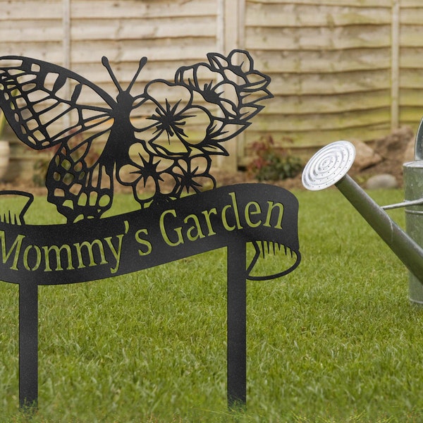 Versatile Outdoor Garden Stakes, Personalized Mommy's Garden Décor, Flowers And Butterfly Lawn Decoration Art, Stylish Mother's Day Gift