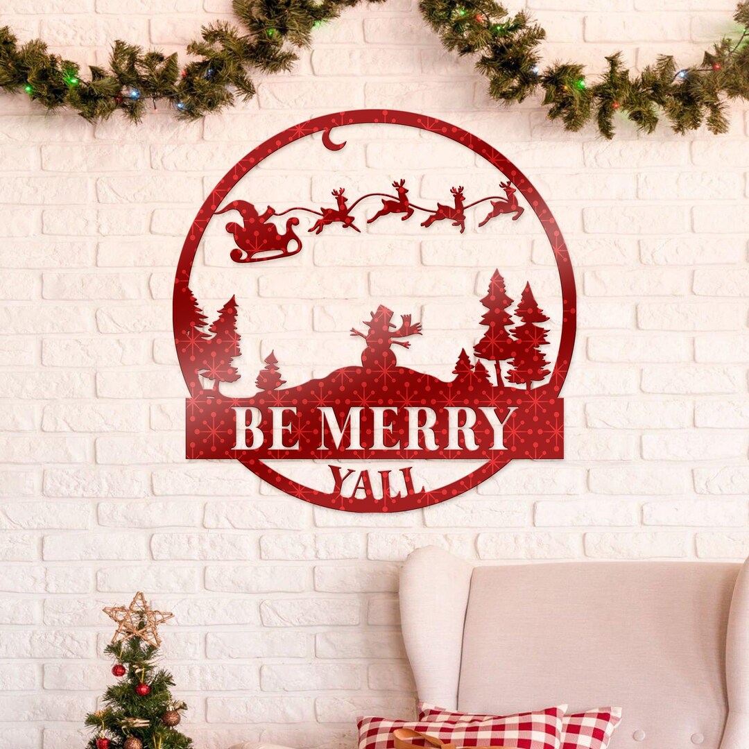 Be Merry Metal Sign, Seasonal Metal Plaque, Cheerful Holiday Sign