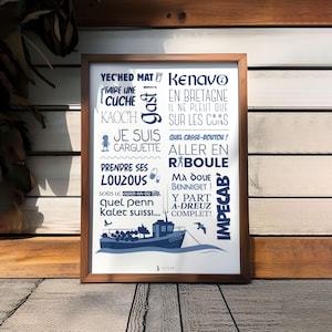 Affiche Expressions Bretonnes – Typographie Argot Breizh, Humour Bretagne, Déco Murale Locale 2 Coloris – Cadeau chauvin idéal