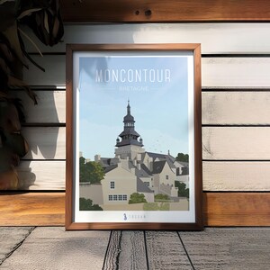 Affiche Moncontour Bretagne – Illustration Cité Médiévale, Remparts, Déco Murale, Art Breton – Cadeau chauvin idéal