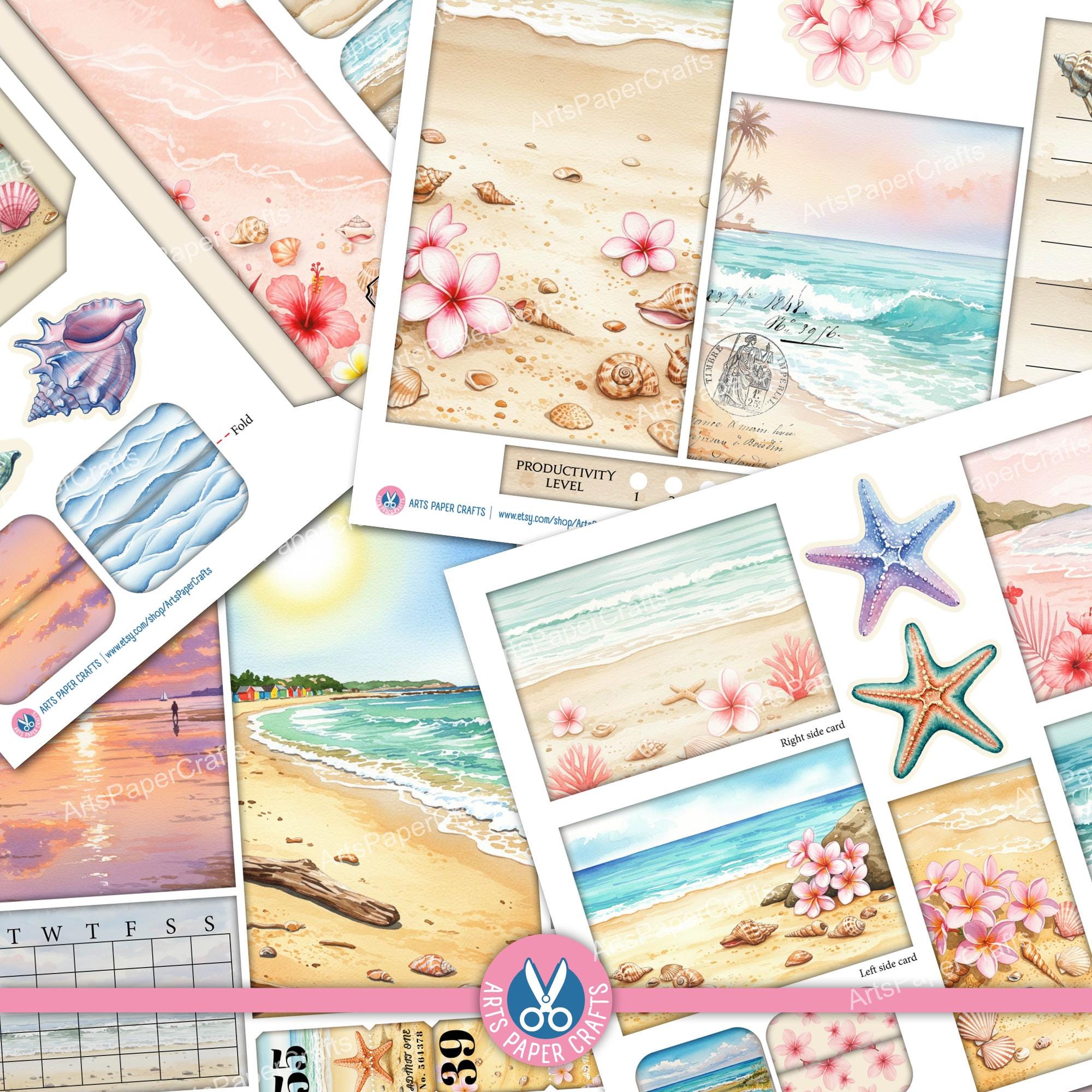 Junk Journal, Sea Summer Folio Kit, Journal Toppers, Tab Folder, Mix ...