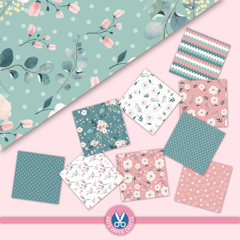 Flowers Digital Paper Sets, Shabby, Floral Background, Seamless Pattern ...