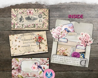 Carpeta con pestañas, Caja para diarios de basura, Almacenamiento, Caja de regalo, Guardar un diario de basura, Hazlo tú mismo, Enviar por correo, Caja de tarjetas, Kit digital, Descargar, Bolsillo para archivos imprimible