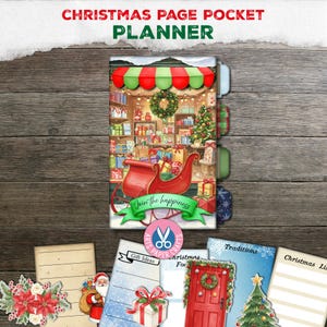 Christmas Page Pockets, Christmas Planner, Junk Journal, Tab Folder, Easy Gift Idea, Printable Digital Download, Goals, Folio, Folder, Card