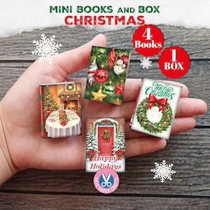 Christmas, Mini Books, Printable Book, Miniature, Junk Journal, Yummy, Digital Download, Ornament, Gift, Tag, Printable, Book Box, Craft Kit