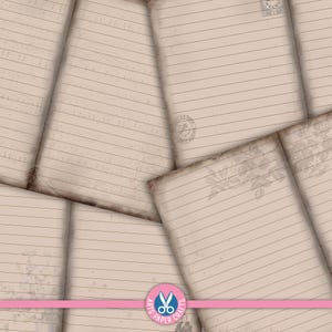 Linjerade tomma skräpjournalsidor - Digitala papper - Linjerade - Liggande - Beige bakgrund - 8,5 x 11 - Färgade sidor - Utskrivbara linjerade sidor bild 4