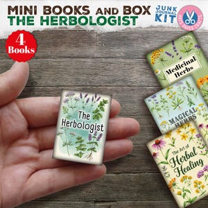 Mini livros do Herbologista, livro em miniatura, ervas mágicas, surrado, armazenamento, diário de lixo, para impressão, presente, download digital, caixa, boticário