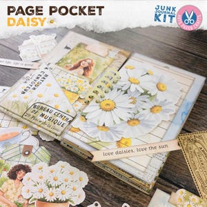 Marguerite, pochettes de page, kit de journal indésirable, chemise à onglets, minable, coupes difficiles Daisy Days, décorations de journal, étiquettes, téléchargement numérique, dossier folio