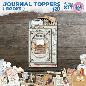 Pochettes de page, kit de journal pour amoureux du journal indésirable, livres vintage, journaux intimes, chemise à onglets, agenda, téléchargement numérique imprimable, neutre, typographie